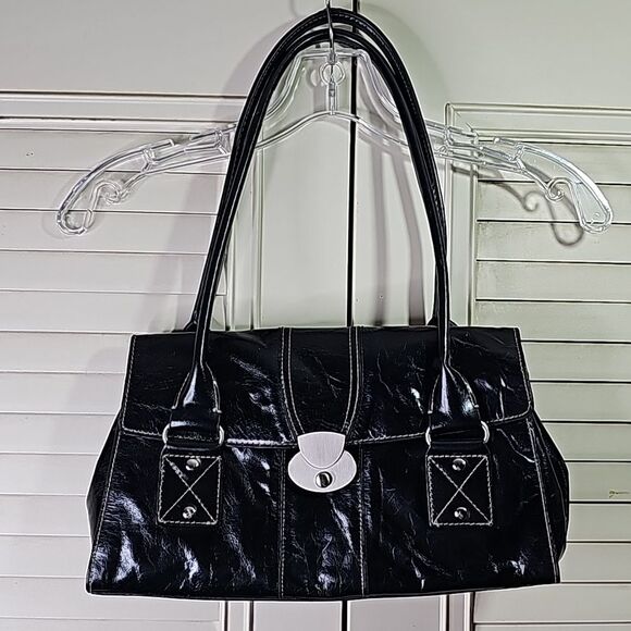 Shoulder Bag by East5th, Leather, Black Silvertone Hardware 3 compartments - Picture 1 of 8